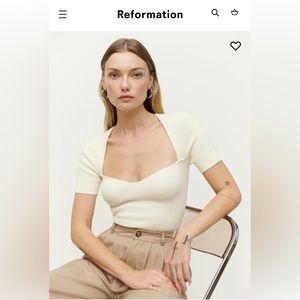 Reformation Kellie Cotton Short Sleeve Sweater (Gossamer)